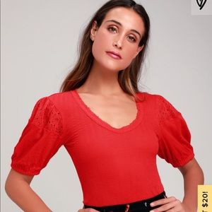 Free People St. James Tee Red